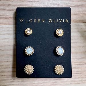 NBW Loren Olivia 3 Pair Stud Earrings